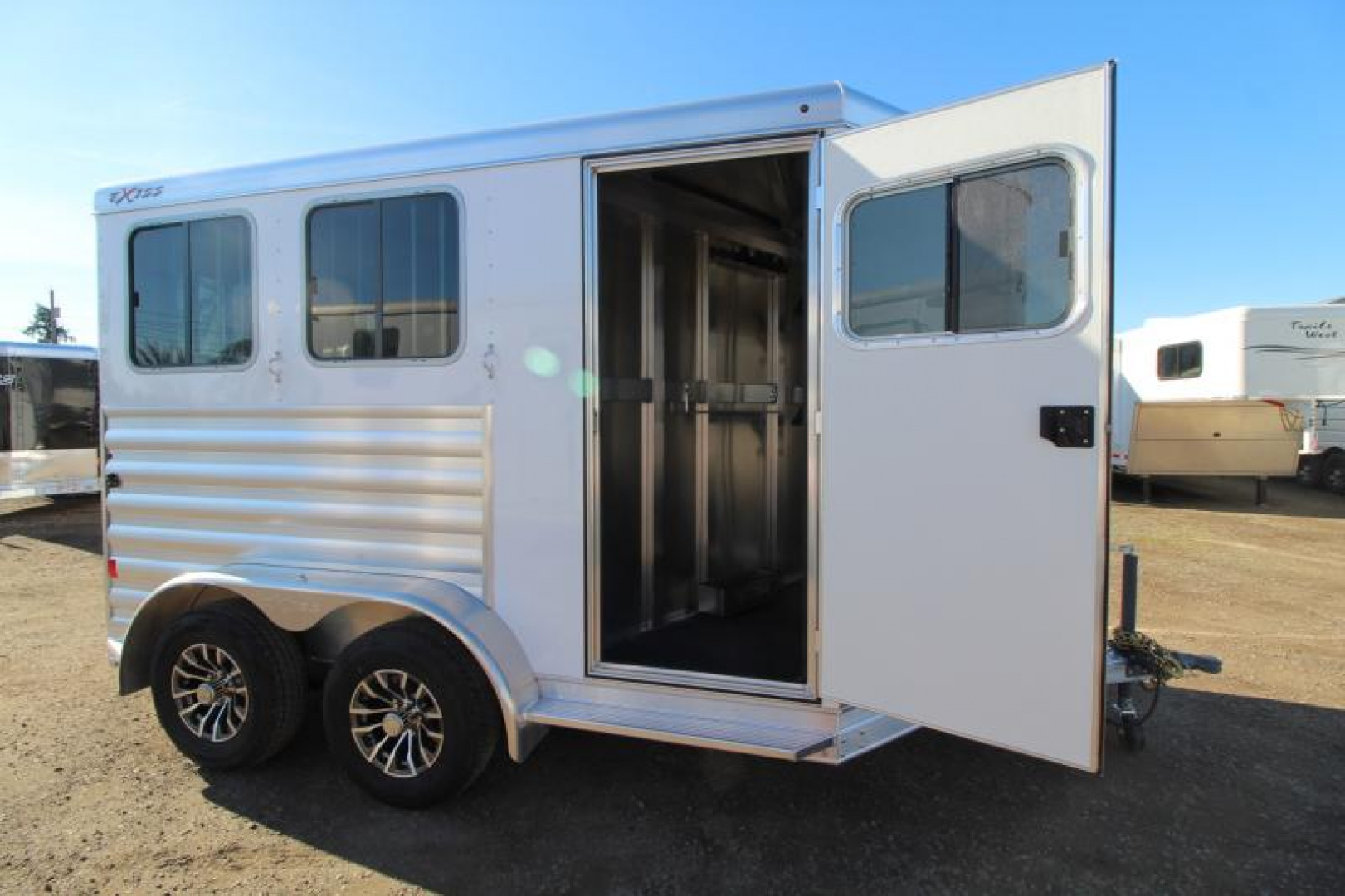 New PRICE DROP!!! -2025 Exiss Trailers Express XT 2 Horse Trailer-Easy Care Flooring- 7'2" Tall- Blanket Bar- Adjustable Saddle Rack-LED Lights- Double Rear Doors