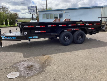 New PRICE REDUCED $2200! 2025 Teton Trailer Dump Trailer 16' long x 82'' wide-16k- Scissor lift- XL chain box-tarp system!