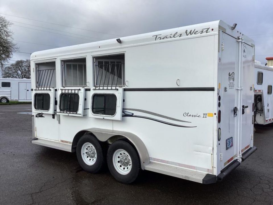 Used 2016 Trails West Classic II 3 Horse Trailer- Escape Door-Swing out Saddle rack