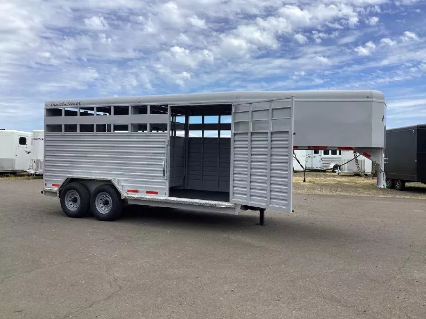 New 2026 Trails West Hotshot 16' Stock Trailer - 7'6" Wide - 7' Tall - Sort Gate in Rear Door