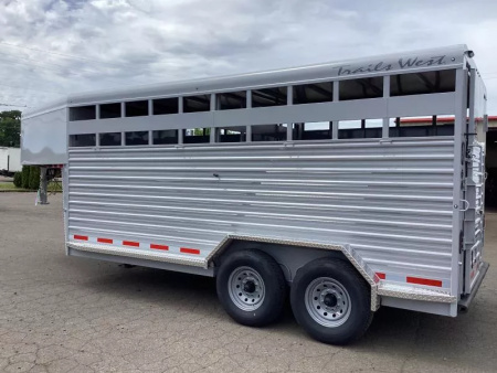 New 2026 Trails West Hotshot 16' Stock Trailer - 7'6" Wide - 7' Tall - Sort Gate in Rear Door