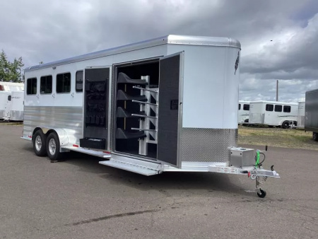 New 2025 Featherlite 9400 4 Horse -Premier Tack-7'6  Tall-Easy Care Flooring-Lined & Insulated Dressing/Tack Room Ceiling-Stud Divider-Escape Door