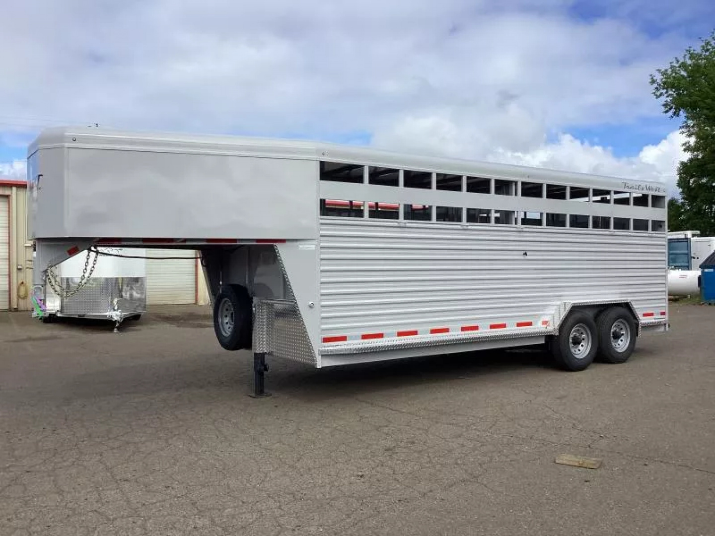New 2026 Trails West Hotshot 20' Stock Trailer-7'6" Wide- Enclosed Rear Gate- Sort Gate in Center Gate- Spare Tire