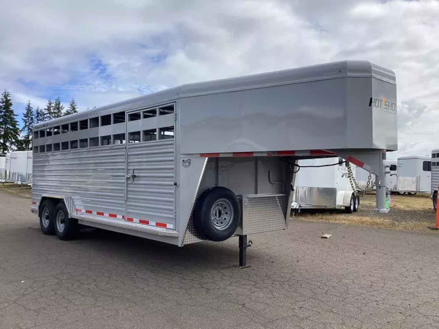 New 2026 Trails West Hotshot 20' Stock Trailer-7'6" Wide- Enclosed Rear Gate- Sort Gate in Center Gate- Spare Tire