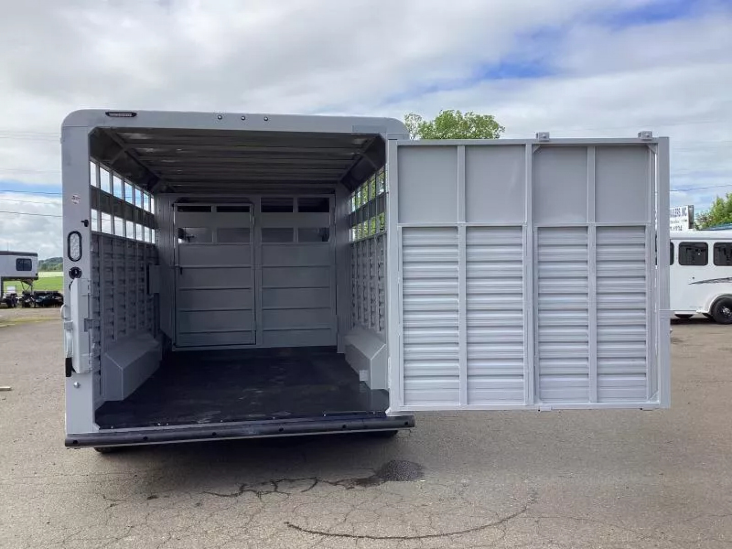 New 2026 Trails West Hotshot 20' Stock Trailer-7'6" Wide- Enclosed Rear Gate- Sort Gate in Center Gate- Spare Tire