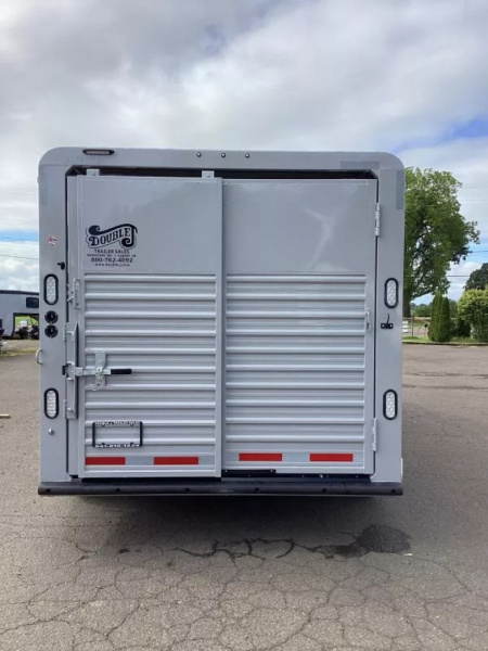 New 2026 Trails West Hotshot 20' Stock Trailer-7'6" Wide- Enclosed Rear Gate- Sort Gate in Center Gate- Spare Tire