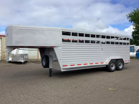 New 2026 Trails West Hotshot 20' Stock Trailer-7'6" Wide- Enclosed Rear Gate- Sort Gate in Center Gate- Spare Tire