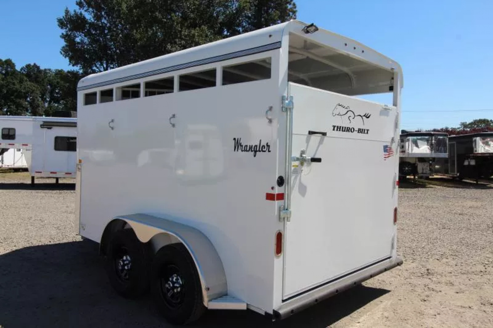 New 2026 Thuro-Bilt Wrangler 2 Horse Trailer-Telescoping Padded Dividers-Swing-Out Saddle Tree- Spare Tire- Extra Divider Catch Horse Trailer