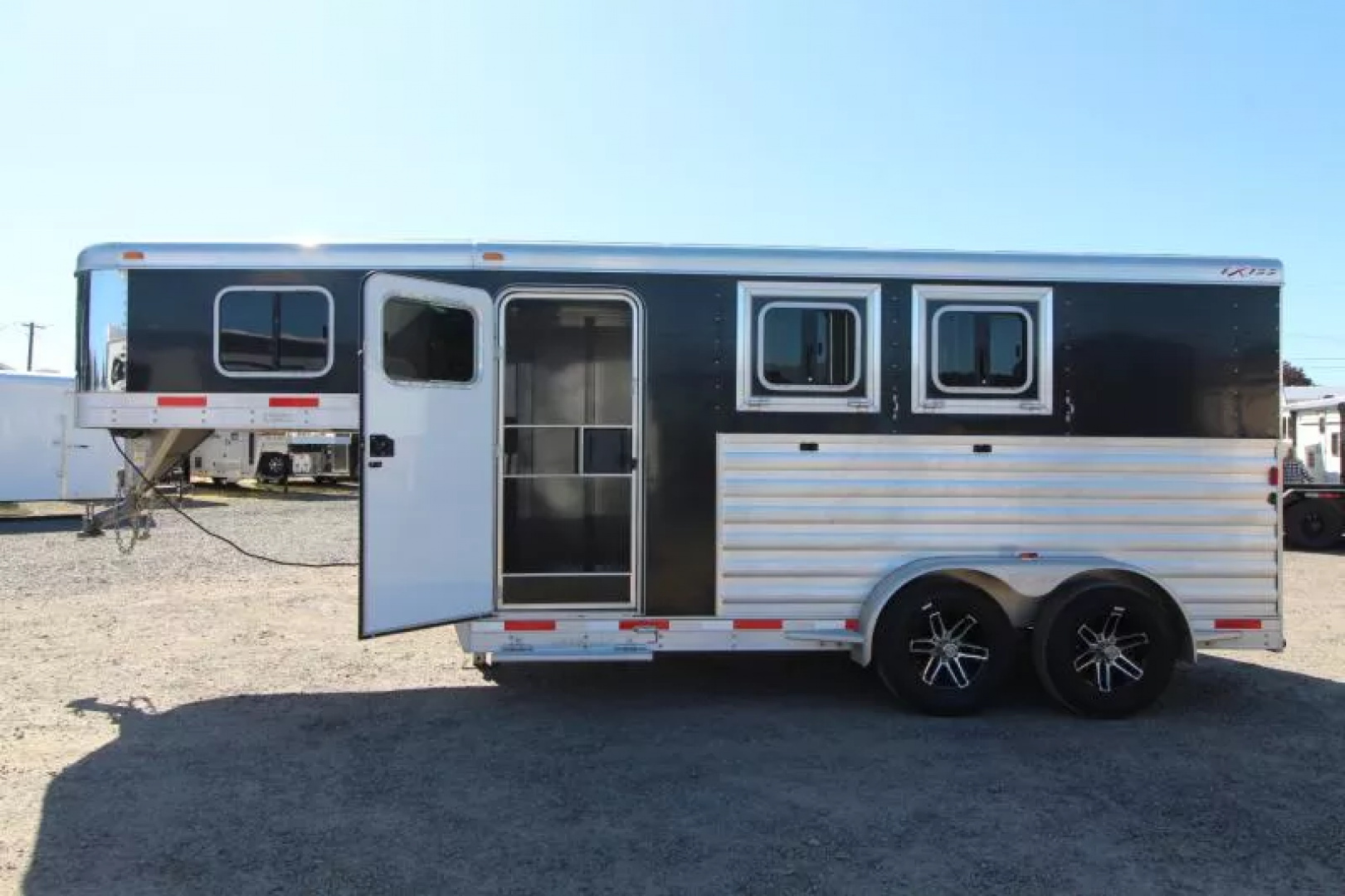 Used 2017 Exiss 7200 Large Dressing Room - Rear Tack - Movable saddle rack 2 Horse Aluminum Trailer