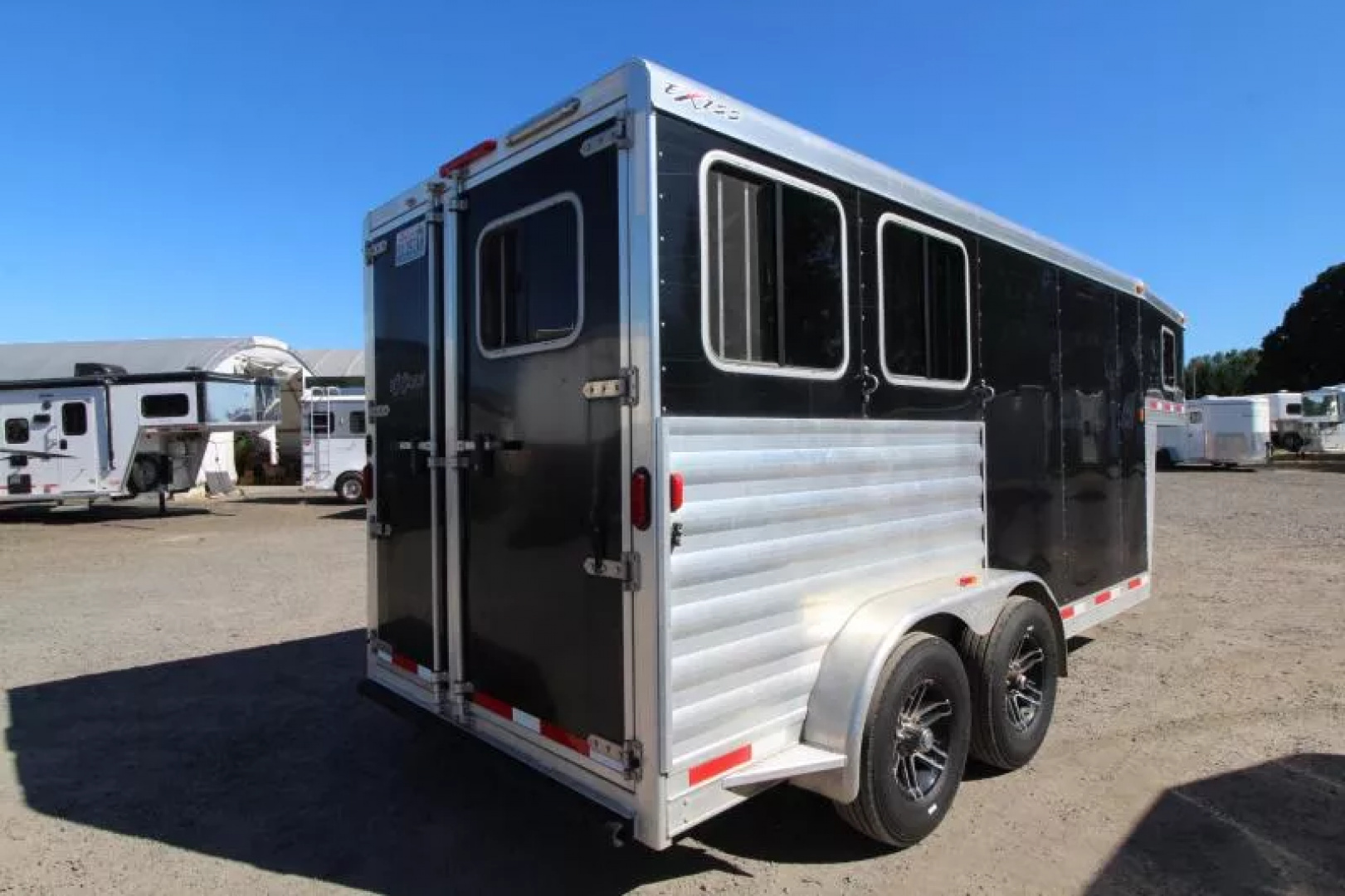 Used 2017 Exiss 7200 Large Dressing Room - Rear Tack - Movable saddle rack 2 Horse Aluminum Trailer