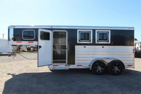 Used 2017 Exiss 7200 Large Dressing Room - Rear Tack - Movable saddle rack 2 Horse Aluminum Trailer