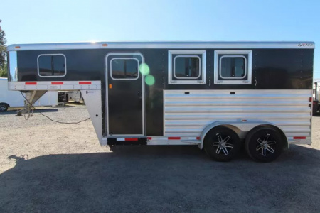 Used 2017 Exiss 7200 Large Dressing Room - Rear Tack - Movable saddle rack 2 Horse Aluminum Trailer