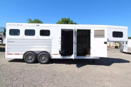 New 2026 Trails West Sierra - Extra Tall 5x5 Comfort Package - Fantastic fan - Converter - Side Tack - 3 Horse Trailer