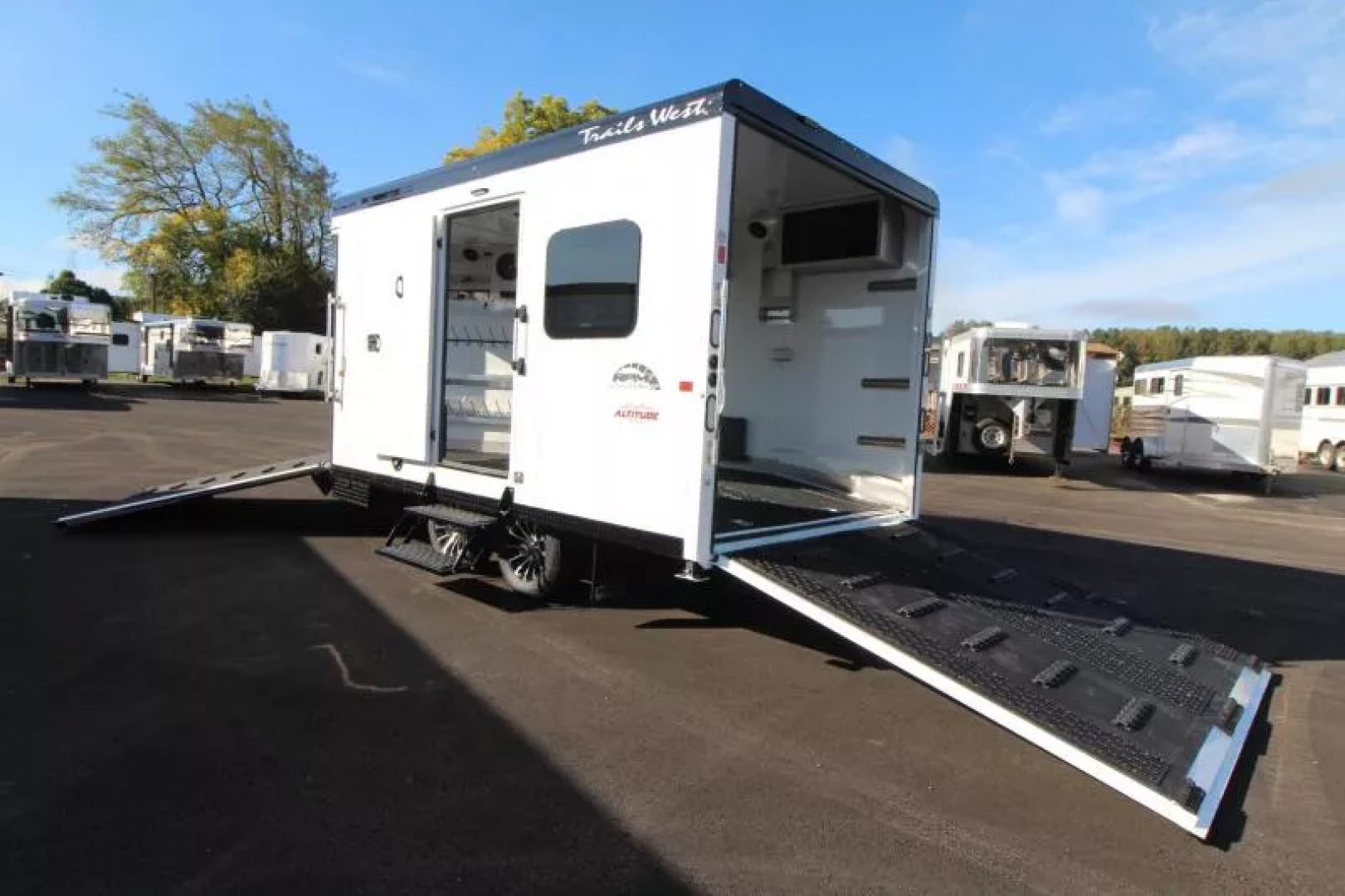 New 2026 Trails West RPM 20' Snowmobile Trailer-Altitude Pckg. - Electric Jack- 30 gal. Fuel Cell-Power Rear Ramp-7.5 gal. LP Tanks