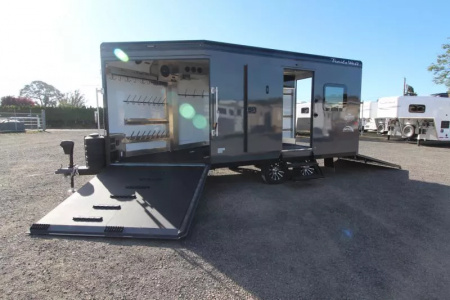 New 2026 Trails West RPM 20' Snowmobile Trailer-Altitude Package-Power Rear Ramp-7.5 gal. LP Tanks-Electric Jack