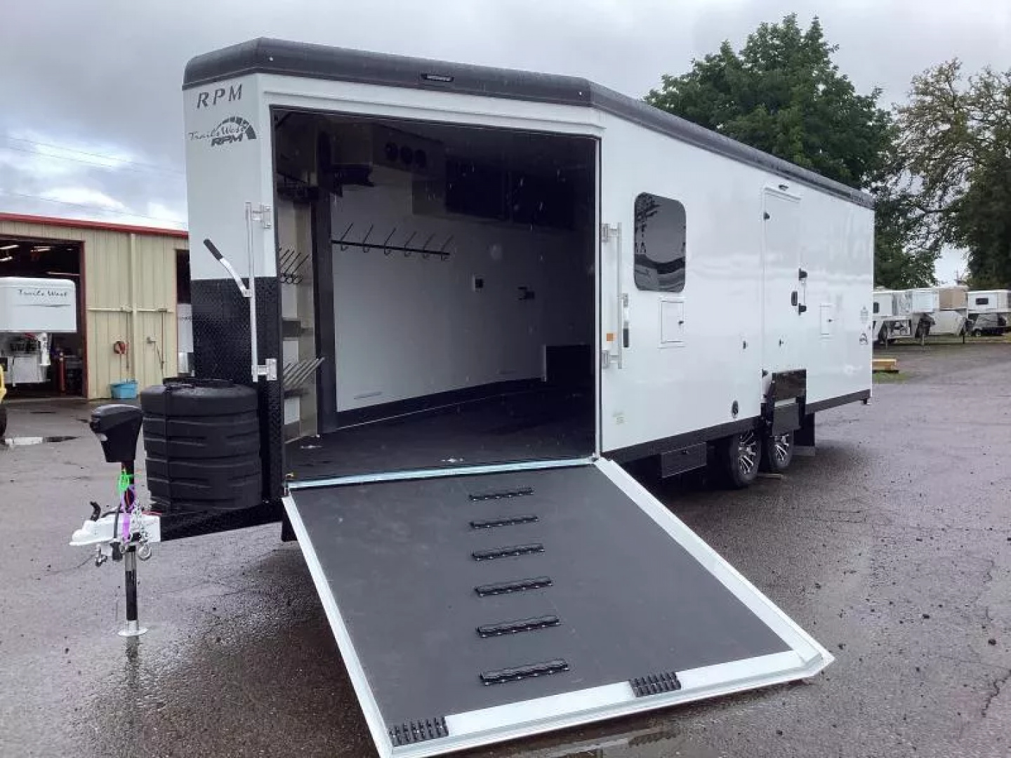 New COMING FALL 2025! 2026 Trails West RPM 28' Snowmobile Trailer-Altitude Package-30 gal. fuel cell-7.5 gal. LP Tanks- Power Rear Ramp