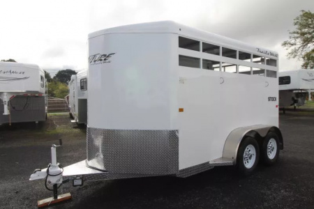 New 2026 Trails West Adventure PRICE REDUCED! 14' Stock / Stock Combo Trailer-Flood Light-Rubber Wall mats- Spare Tire