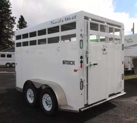 New 2026 Trails West Adventure PRICE REDUCED! 14' Stock / Stock Combo Trailer-Flood Light-Rubber Wall mats- Spare Tire