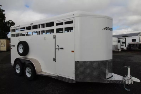 New 2026 Trails West Adventure 17' Stock / Stock Combo Trailer-Flood Light- Rubber Wall Mats- Spare Tire