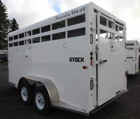 New 2026 Trails West Adventure 17' Stock / Stock Combo Trailer-Flood Light- Rubber Wall Mats- Spare Tire