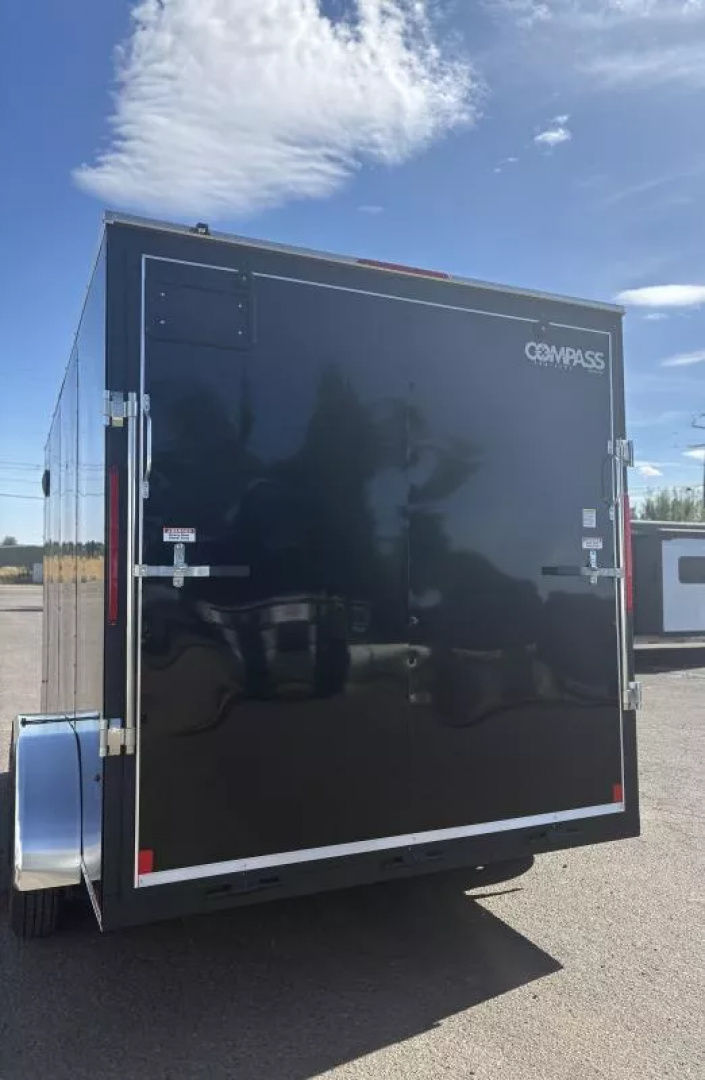 New 2026 Compass Indigo DLX 7x14 Enclosed Cargo Trailer-Rear Stabilizer Jacks, Flat Top W/ V-Nose Cargo