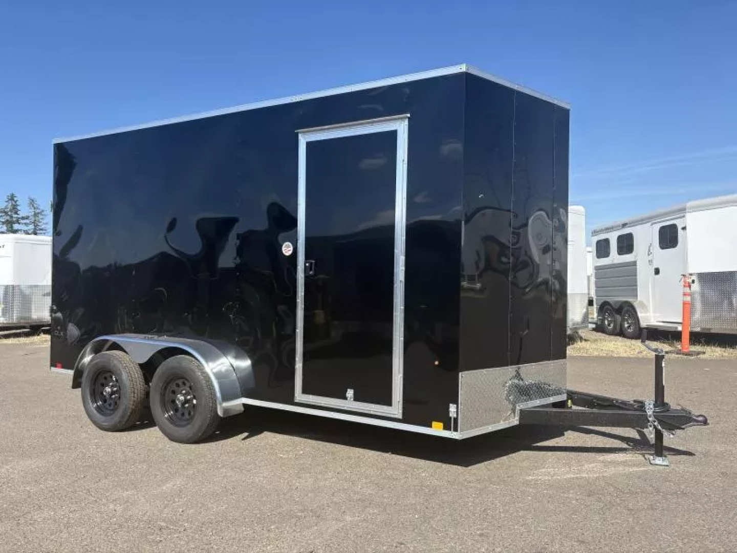 New 2026 Compass Indigo DLX 7x14 Enclosed Cargo Trailer-Rear Stabilizer Jacks, Flat Top W/ V-Nose Cargo