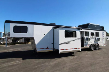New 2026 Trails West Sierra 13x17 LQ w/Slide-SOLAR-Portable Gen Ready /w Hay Pod & Lots More - 4 Horse Trailer
