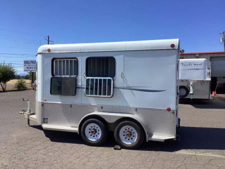 Used PRICE REDUCED! 2004 Morgan Built Trailer- 6'8 wide x 7'2 tall- Swing Out Saddle Rack - H2O Tank - Cabinet in Tack - NEW BRAKES! 2 Horse Slant Load
