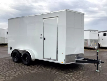 New 2026 Compass Indigo DLX 7x14 Enclosed Cargo Trailer-Rear Stabilizer Jacks, Flat Top W/ V-Nose Cargo / Enclosed Trailer