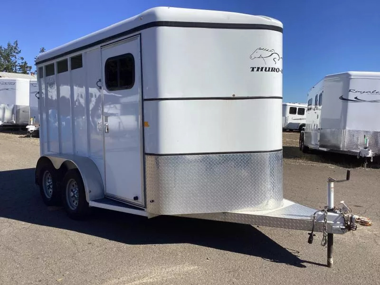 Used 2019 Thuro-Bilt Wrangler 2 Horse Trailer-Telescoping Padded Dividers-Swing-Out Saddle Tree- Spare Tire- Extra Divider Catch Horse Trailer