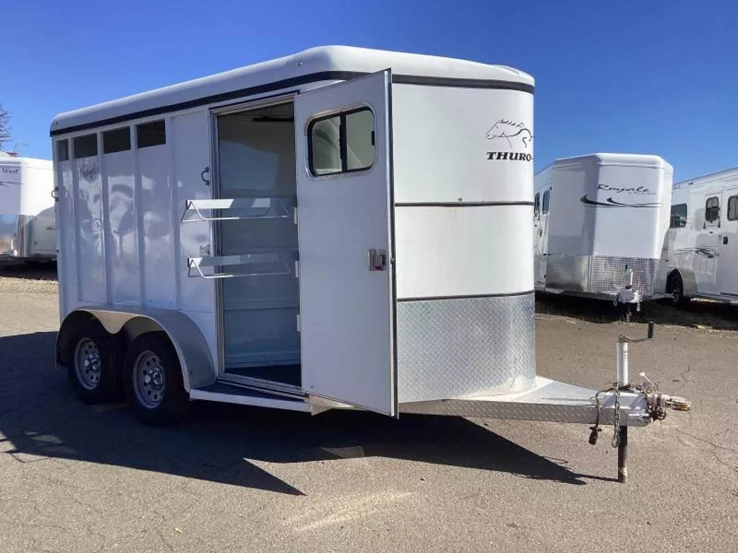 Used 2019 Thuro-Bilt Wrangler 2 Horse Trailer-Telescoping Padded Dividers-Swing-Out Saddle Tree- Spare Tire- Extra Divider Catch Horse Trailer
