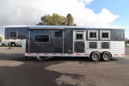 Used 2022 Exiss Endeavor 8312 - 12'sw LQ w/ Slide-8'W-3 Horse aluminum Trailer