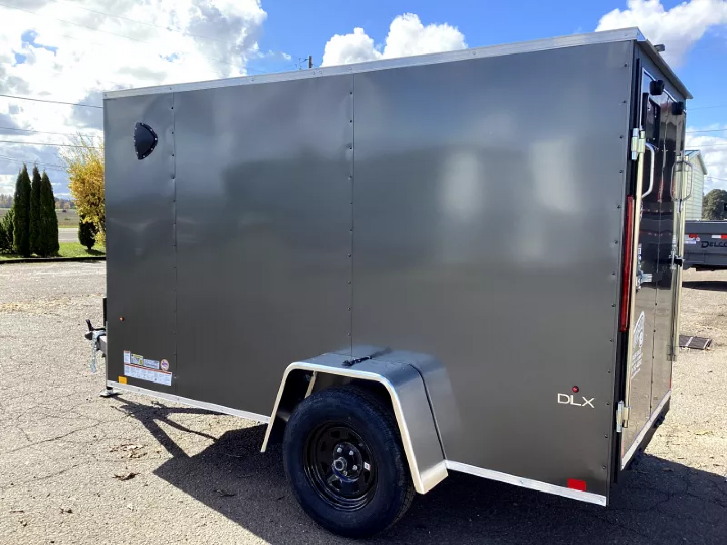 New 2026 Novae Cargo Express EX DLX 5' x 10' Flat Top V-Nose Enclosed Cargo Trailer, Charcoal