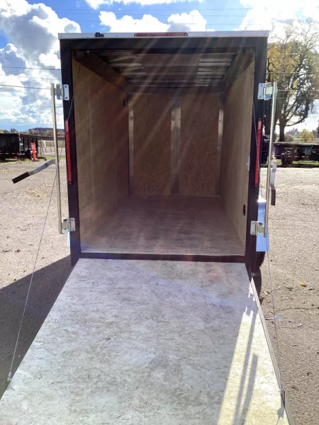 New 2026 Novae Cargo Express EX DLX 5' x 10' Flat Top V-Nose Enclosed Cargo Trailer, Charcoal