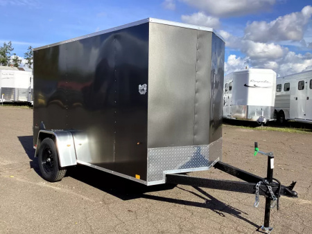 New 2026 Novae Cargo Express EX DLX 5' x 10' Flat Top V-Nose Enclosed Cargo Trailer, Charcoal