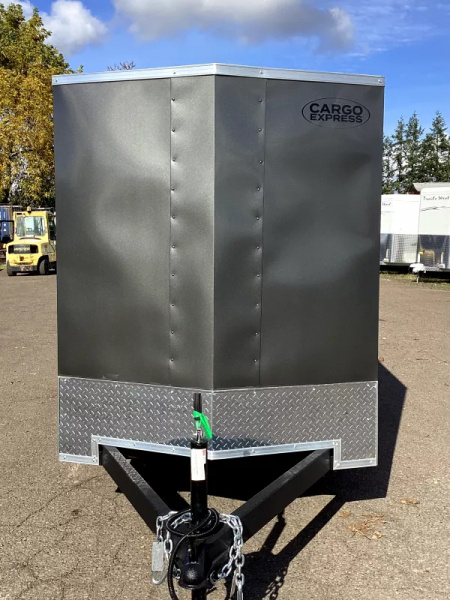 New 2026 Novae Cargo Express EX DLX 5' x 10' Flat Top V-Nose Enclosed Cargo Trailer, Charcoal