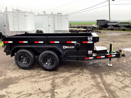 New 2026 Delco Dump Trailer 5x10 7K - Spreader gate - 18" sides - slide in ramps Dump Trailer