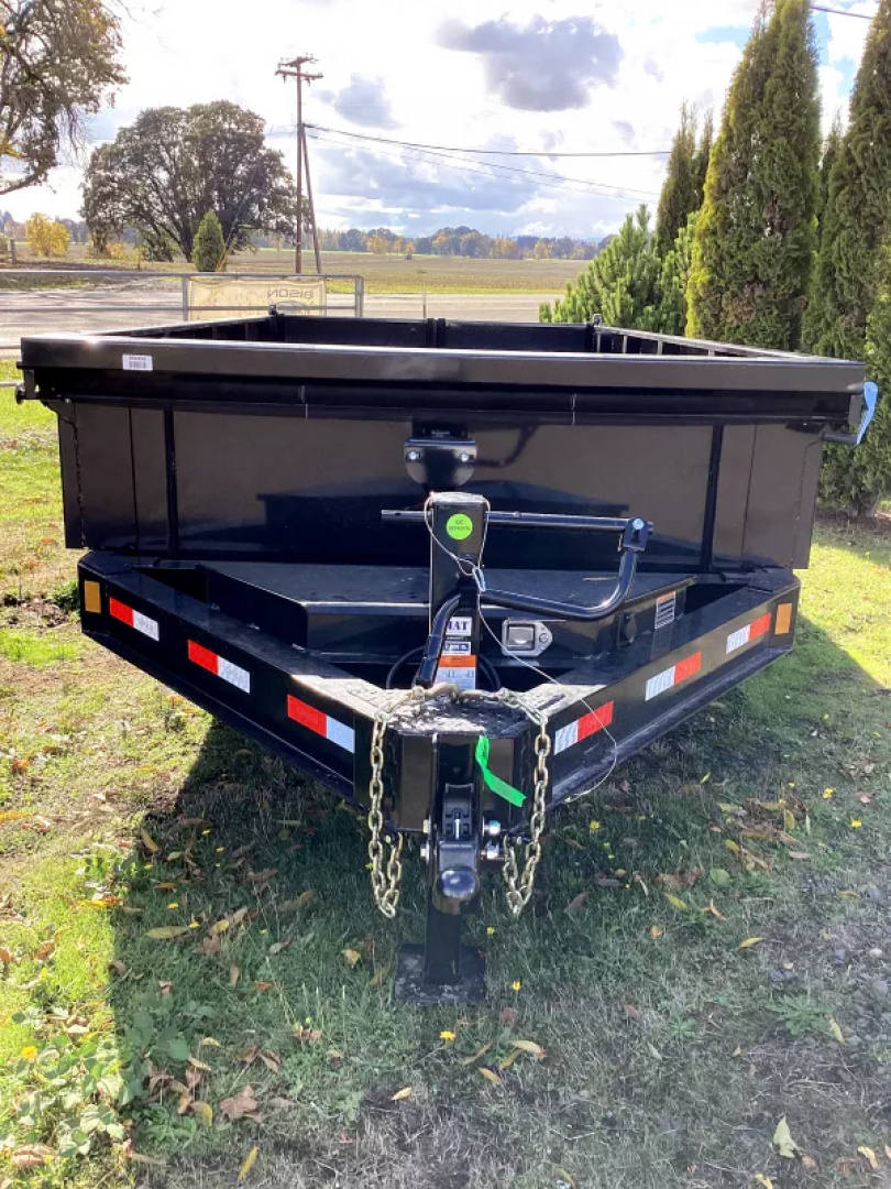 New 2026 Delco Dump Trailer 7x14 -14K - Split/Spreader gate - Black- 2' Solid Sides, 6' slide in ramps