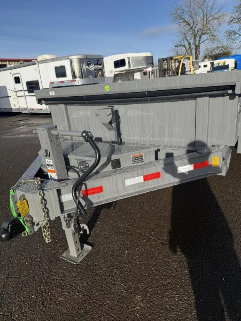 New 2026 Delco Dump Trailer 7x14 -14K - Spreader gate - Jet gray- 2' sides, 6' slide in ramps