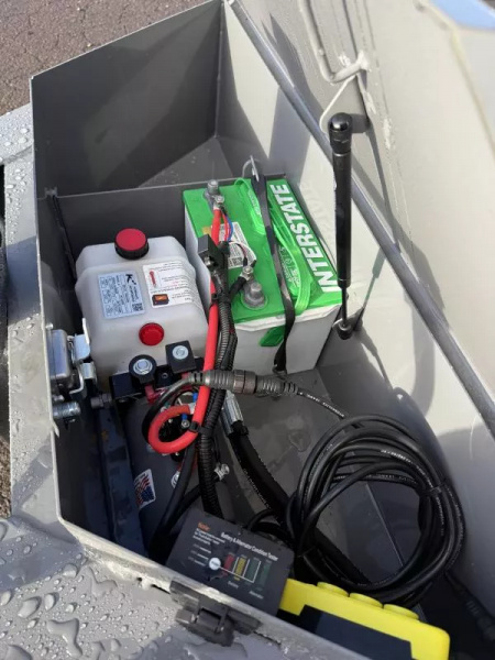 New 2026 Delco Dump Trailer 7x14 -14K - Spreader gate - Jet gray- 2' sides, 6' slide in ramps