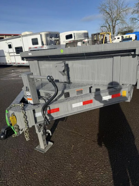 New 2026 Delco Dump Trailer 7x14 -14K - Spreader gate - Jet gray- 2' sides, 6' slide in ramps
