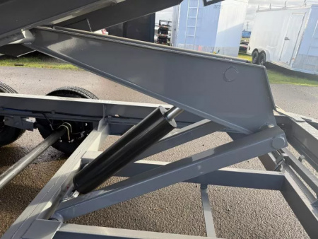 New 2026 Delco Dump Trailer 7x14 -14K - Spreader gate - Jet gray- 2' sides, 6' slide in ramps