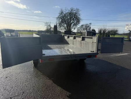 New 2026 Delco Dump Trailer 7x14 -14K - Spreader gate - Jet gray- 2' sides, 6' slide in ramps
