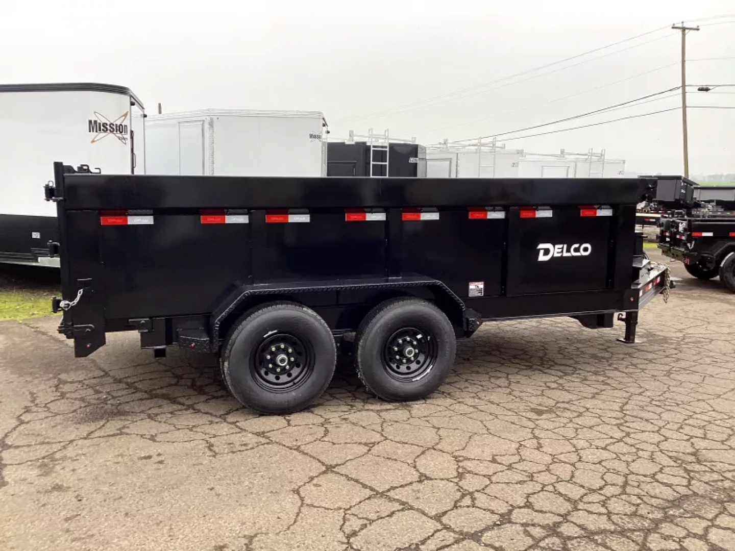 New 2026 Delco Dump Trailer 7x14 -14K - Spreader gate - 3' sides, 6' slide in ramps