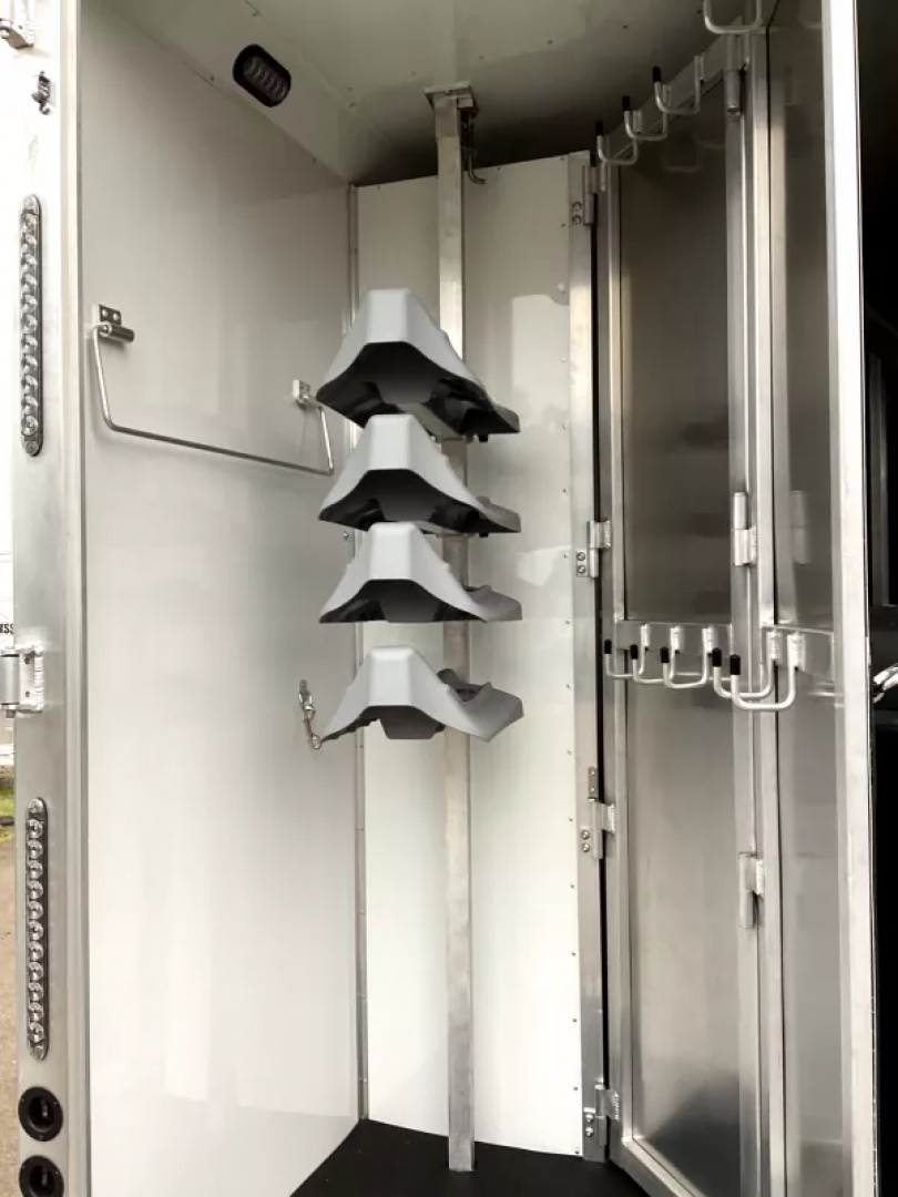 New 2026 SMC Patriot 8414SSR  8'T 8'W 13ft SW - SOFA & DINETTE - Solar - Slide Out - ALL REAL WOOD INT. -LOADED! 4 Horse Aluminum Trailer