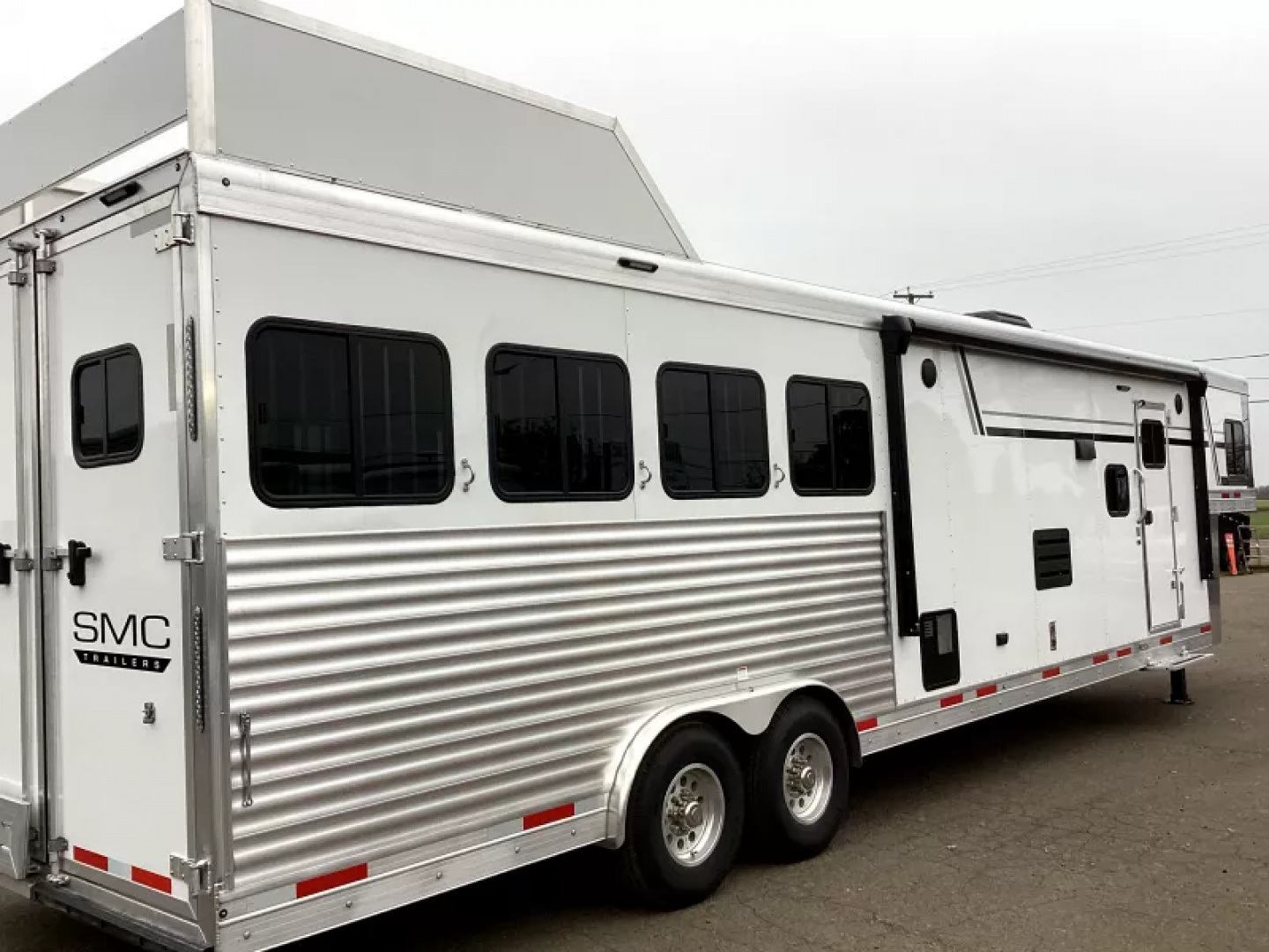 New 2026 SMC Patriot 8414SSR  8'T 8'W 13ft SW - SOFA & DINETTE - Solar - Slide Out - ALL REAL WOOD INT. -LOADED! 4 Horse Aluminum Trailer