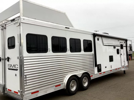New 2026 SMC Patriot 8414SSR  8'T 8'W 13ft SW - SOFA & DINETTE - Solar - Slide Out - ALL REAL WOOD INT. -LOADED! 4 Horse Aluminum Trailer