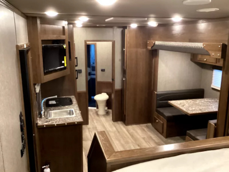 New 2026 SMC Patriot 8414SSR  8'T 8'W 13ft SW - SOFA & DINETTE - Solar - Slide Out - ALL REAL WOOD INT. -LOADED! 4 Horse Aluminum Trailer