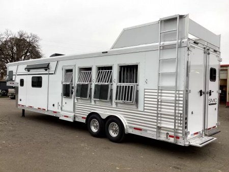 New 2026 SMC Patriot 8414SSR  8'T 8'W 13ft SW - SOFA & DINETTE - Solar - Slide Out - ALL REAL WOOD INT. -LOADED! 4 Horse Aluminum Trailer