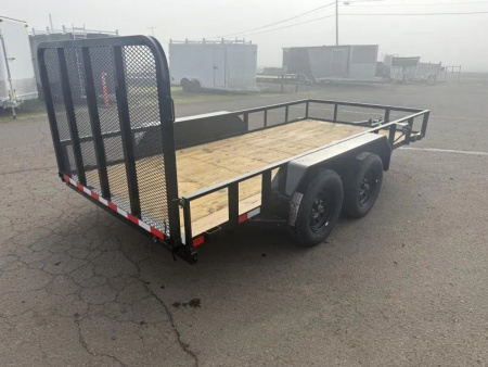 New 2026 Delco Trailers 14' Utility Trailer- Idler axle & Braked axle-4' gate- Spare & Mount!